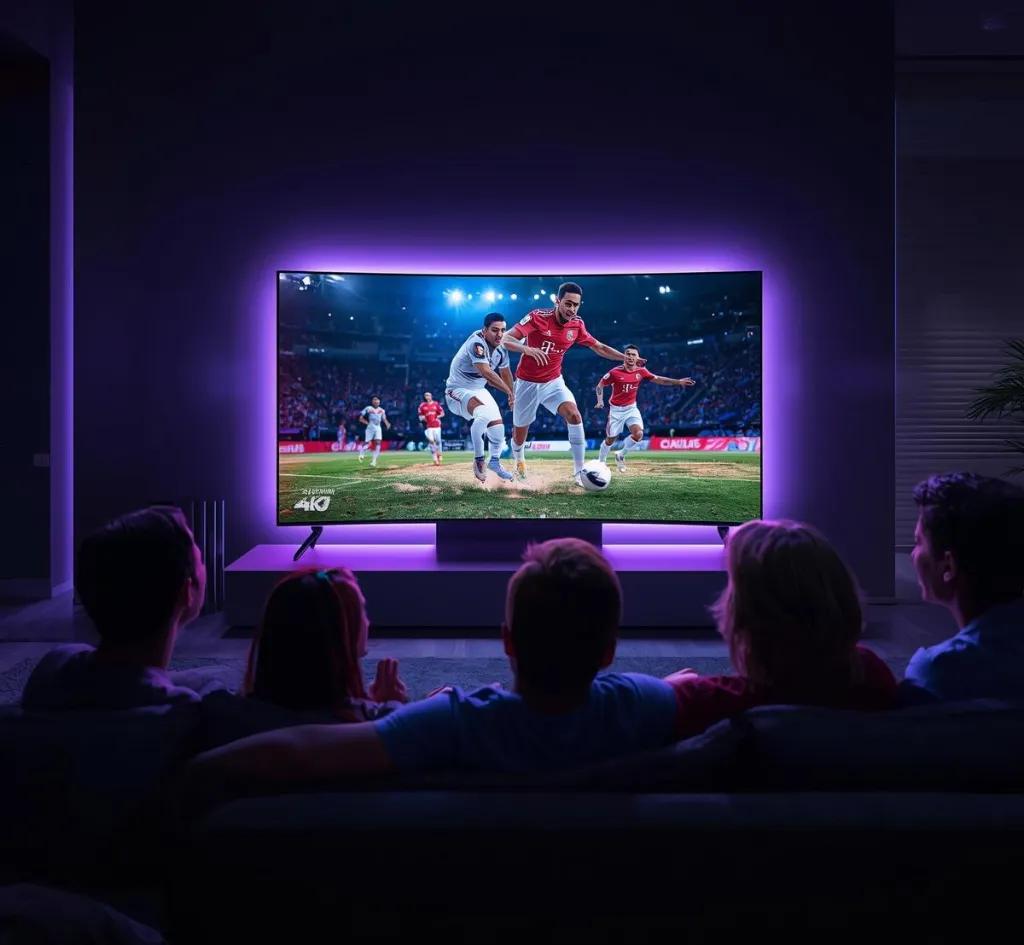 Premium 4K IPTV streaming on a curved Smart TV